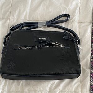 Lodis Black Leather Women's Messenger Bag